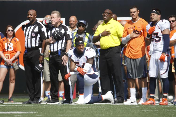 Broncos Brandon Marshall kneels again during national anthem