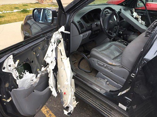 Bear gets stuck in SUV and destroys it while escaping