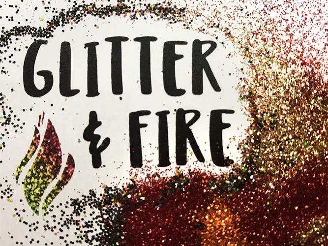 A group fires up the glitter blessings for a sparkly Pentecost