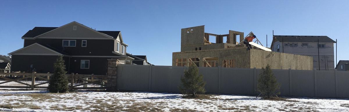 Homes are shown under construction in Colorado Springs