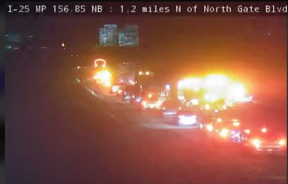Two southbound lanes on I-25 closed between Baptist Road and Northgate Boulevard for crash