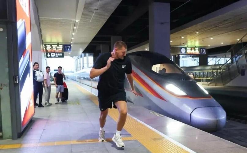 Denver Nuggets star Nikola Jokic races train, draws huge crowds in China