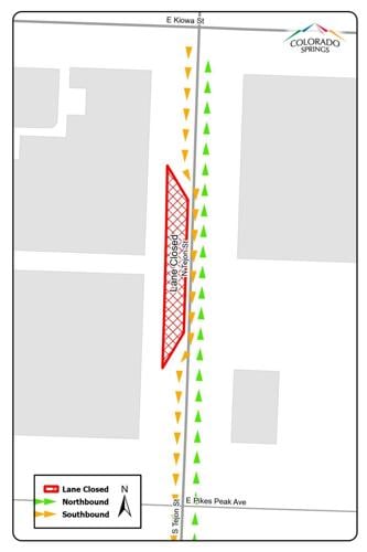 Tejon Street traffic lanes to shift for Colorado Springs Utilities work