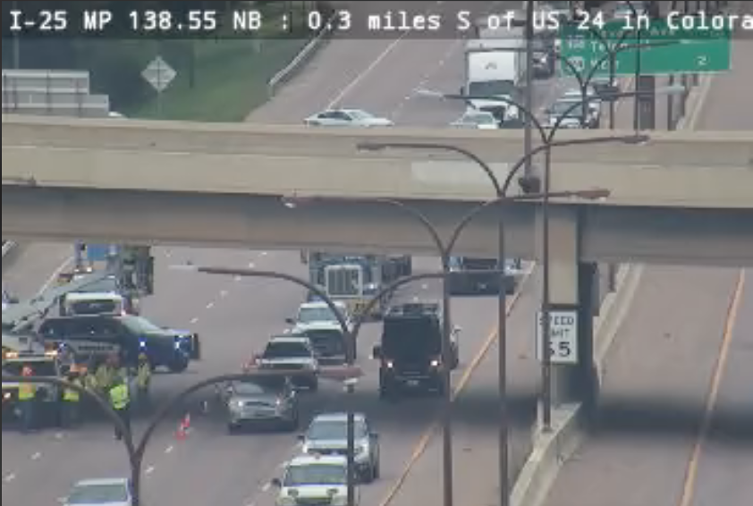 Driver arrested after fleeing in semitruck with excavator that hit I-25 overpass in Colorado Springs