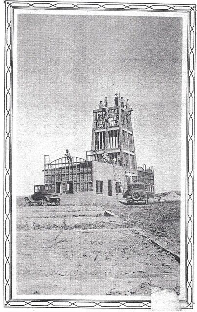 The World's Wonder View Tower under construction, a few years after Charles Gregory in 1926 established a filling station along the hilltop in Genoa. Courtesy photo
