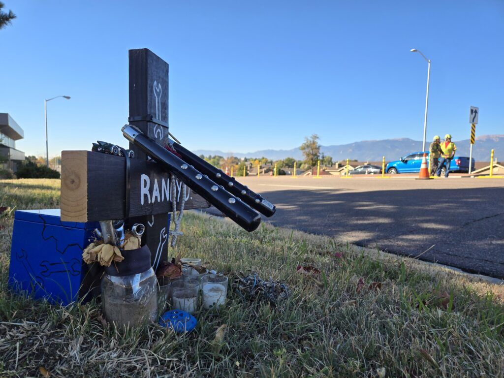 A small memorial for a crash victim on N. Union Boulevard