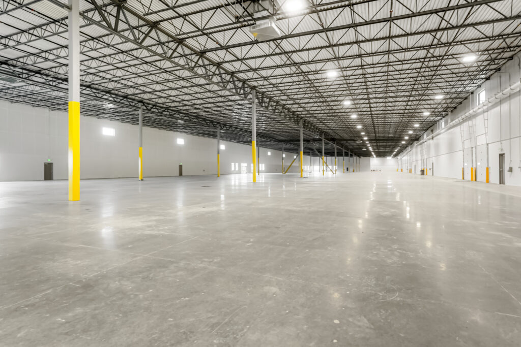 A photo of the inside of a new warehouse in Colorado Springs. The warehouse may be home to four tenants specializing in aerospace and defense work.