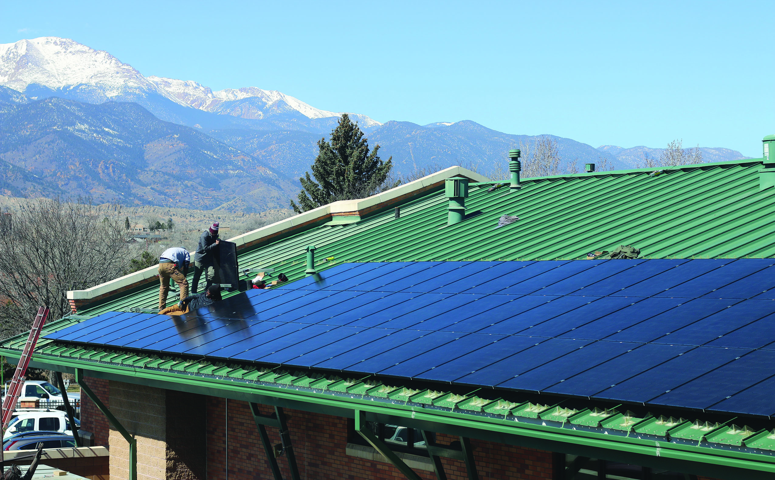 Solar panel installation on roof of Marian House Soup Kitchen