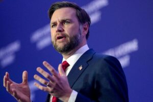 U.S. Vice President JD Vance speaks to members of the media, after the U.S. and Iran held high-level talks at the Lake Lucerne Summit, at Buergenstock Resort Lake Lucerne near Stansstad, Switzerland, June 22, 2026. REUTERS/Nathan Howard/Pool
